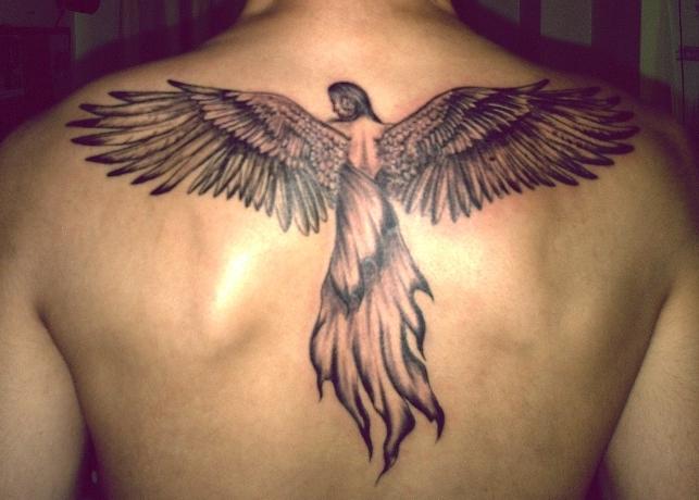 angel wing tattoos on back