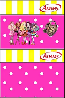 Etiquetas para chicles Adams de Ever After High Amarillo y Rosa para imprimir gratis.