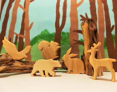 Woodland animals handcrafted in wood