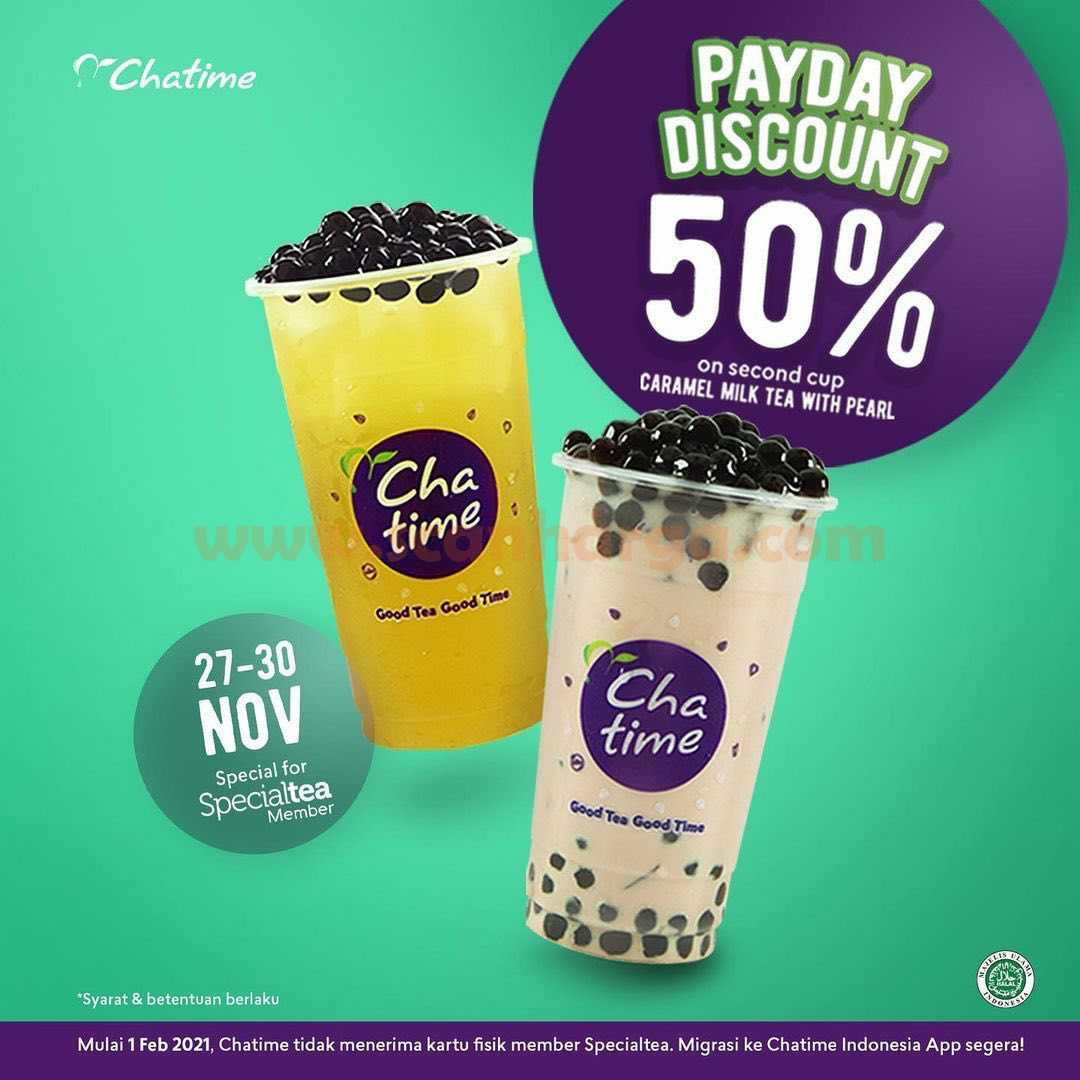 Chatime Promo Payday Diskon 50% Caramel Milk Tea with Pearl