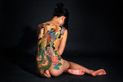 phoenix tattoo, girl sitting