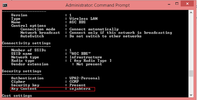 cara melihat pasword wifi dengan cmd 