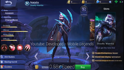 New Skin Natalia - Dealy Mamba Mobile Legends