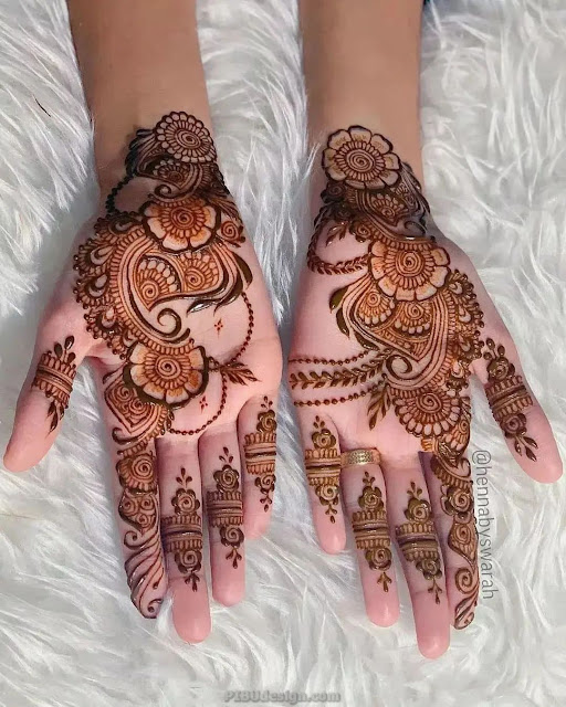 bel mehndi design front hand