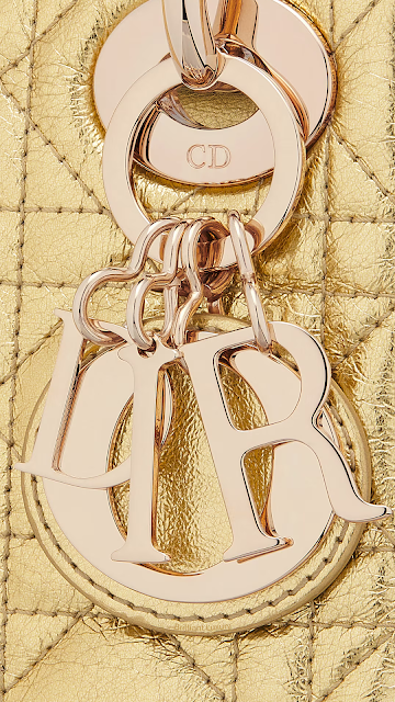 ♦Dior Or Lady Dior bag in gold metallic platinum-tone crinkled cannage calfskin #ladydior #brilliantluxury