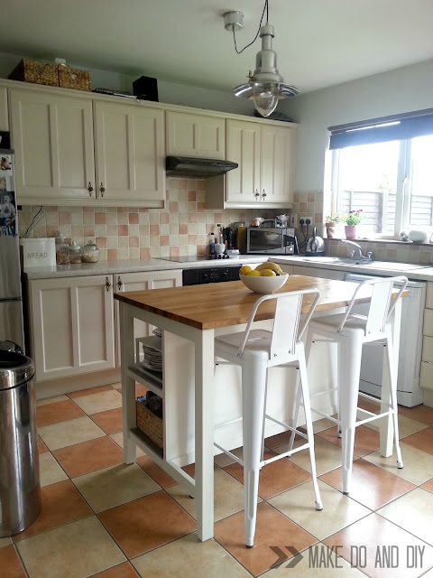 200 euro, one week, full kitchen makeover. Floor, backsplash, cabinets, counters, the works!