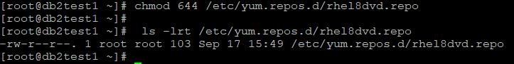 chmod 644 /etc/yum.repos.d/rhel8dvd.repo output