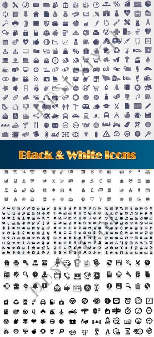 Amazing Black and White icons vectors