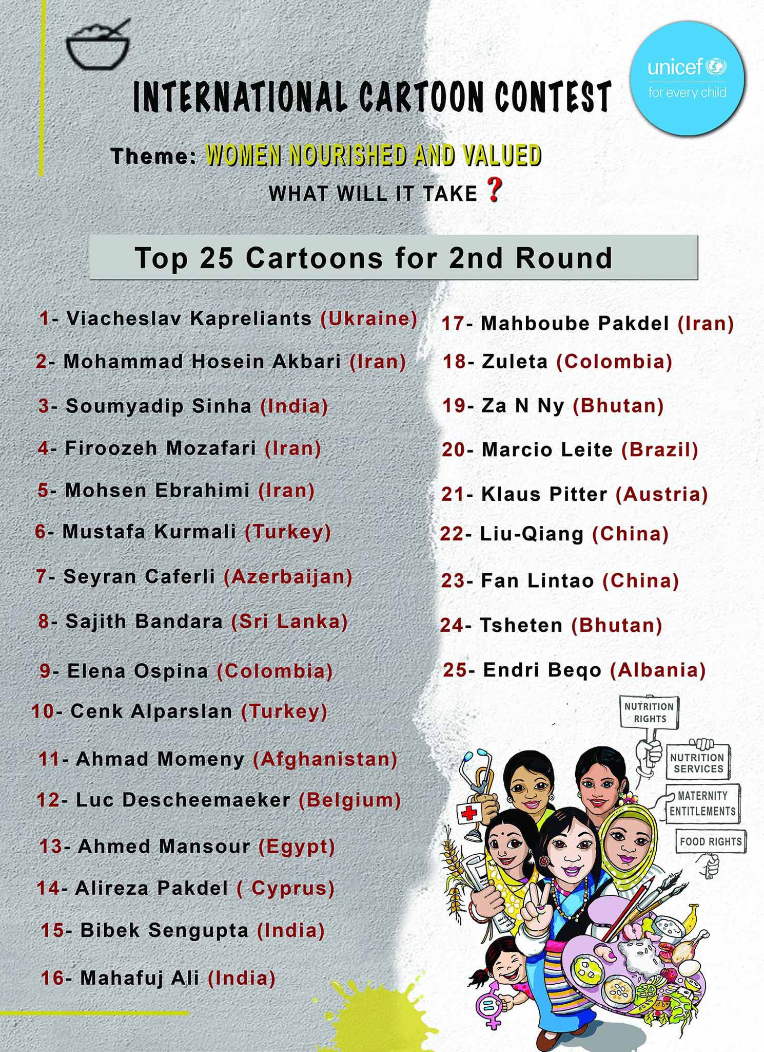Top 25 Cartoons for 2nd Round of the International Cartoon Contest, Nepal