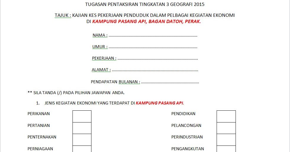 Contoh Soalan Borang Soal Selidik Sejarah - Contoh Adat