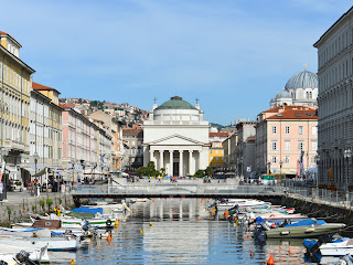 Trieste's Canal Grande is overlooked by the  Chiesa di Sant'Antonio Nuovo