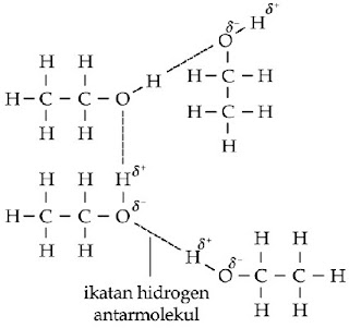 Ikatan hidrogen antarmolekul pada molekul etanol