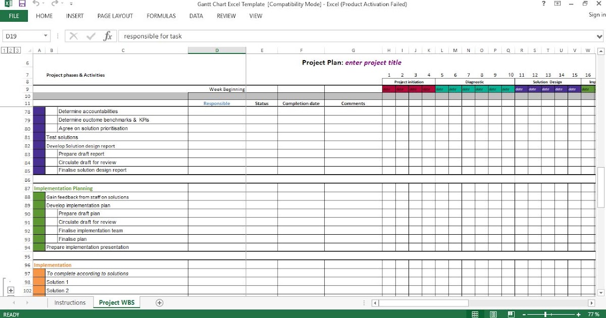 Gantt Chart Excel Template
