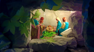 This picture is about Christmas Crib, based on the theme: "I am the resurrection and the Life."