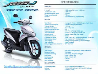 Spesifikasi Motor  Matic Injeksi Yamaha Mio  J Arif Poetra 
