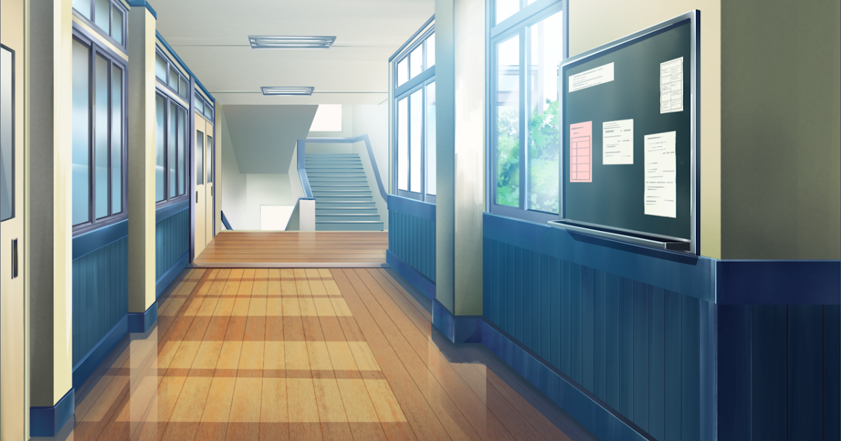 Anime Landscape: Anime School Stairs Background