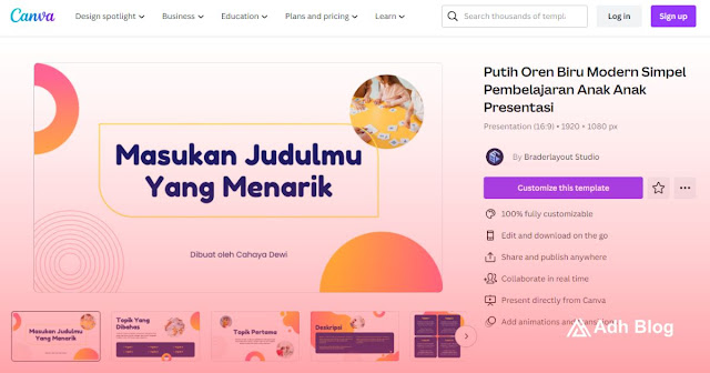 Template Presentasi Modern Simple untuk Pembelajaran Anak-Anak