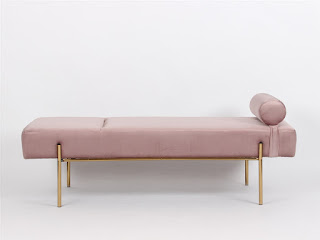 Divan cama actual tapizado rosa palido