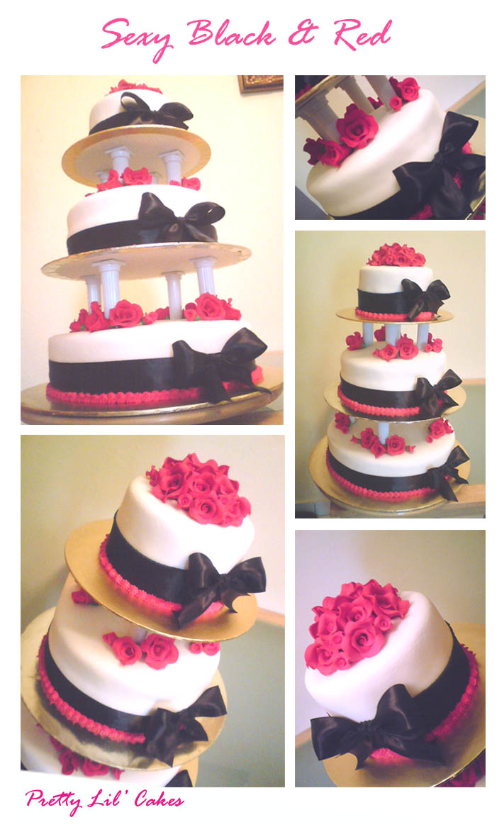 Black & Red Theme Wedding Cake