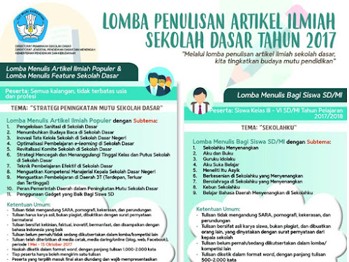 Lomba Penulisan Artikel Ilmiah Sekolah Dasar Tahun 2017