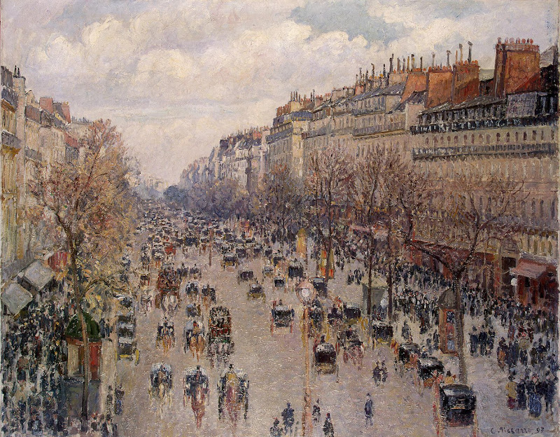 Boulevard Monmartre in Paris by Camille Pissarro - Cityscape, Landscape Paintings from Hermitage Museum