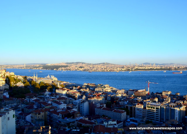 a view of Europe. Bosphorus Strait and Asia from Galata Tower