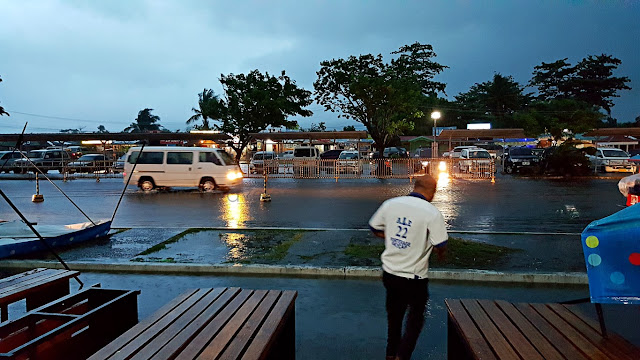 waiting area tents outside Tacloban Airport blown by a freak storm