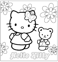 Dibujo para pintar hello kitty con flores y mariposas