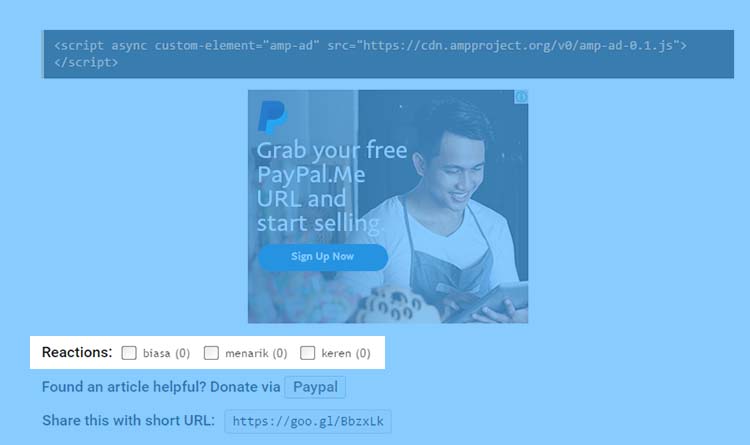 Menampilkan Tombol Reaksi Untuk Post Pada Blog AMP HTML