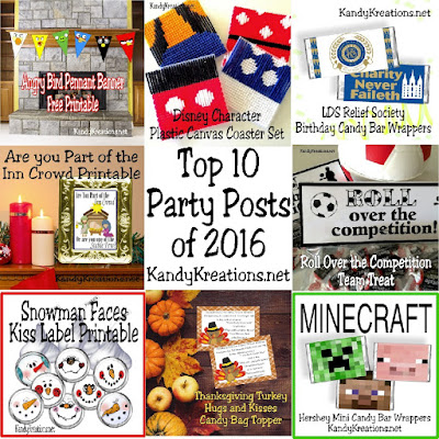 We shared lots of fun DIY party projects and printables in 2016 at KandyKreations.net.  Check out your top 10 favorite posts and see what was trending.  Was your favorite on the list?