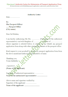authorization letter to submit indian passport application