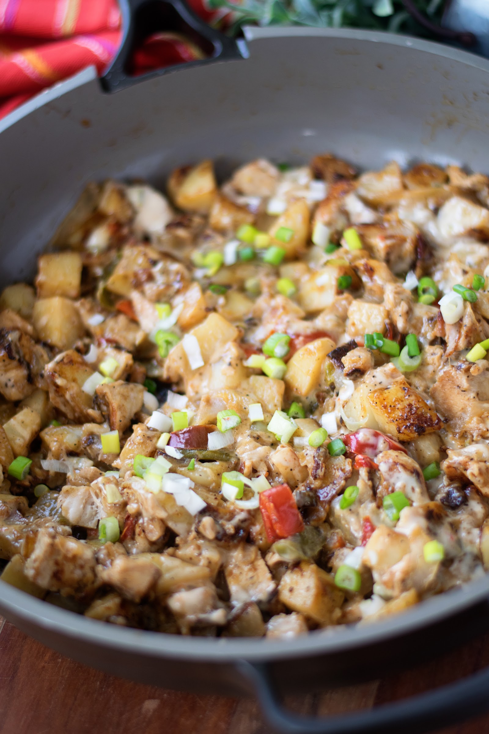 Queso Chicken Fajita Hash:  A flavorful One Pan Meal