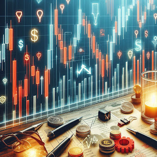 A stock price candlestick chart with positive and negative changes image generated by Microsoft Copilot Designer.