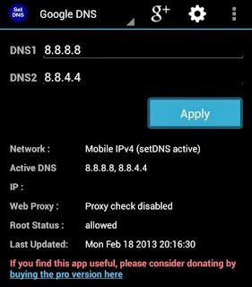 Set the DNS Android application to open blocked site