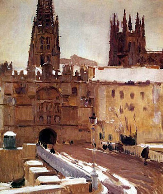 Catedral de Burgos en invierno, Catedral de Burgos nevada, Burgos en invierno, Joaquín Sorolla y Bastida, Joaquín Sorolla, Paisajes de Joaquín Sorolla, Impresionismo Valenciano, Joaquín Sorolla Bastida