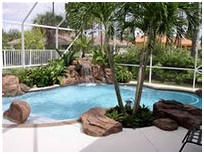 SWIMMING POOL WITH ARTIFICIAL CASCADE AND WATERFALLS