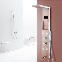  La Paz Bathroom LED Shower Faucet Panel With Temperature Digital Display In Champagne Golden