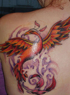 Female Upper Back Japanese Phoenix Tattoo