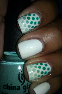 Ombre, polka dot, nail art, mani