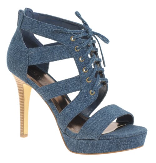 nine west - botero denim lace up high heeled sandals