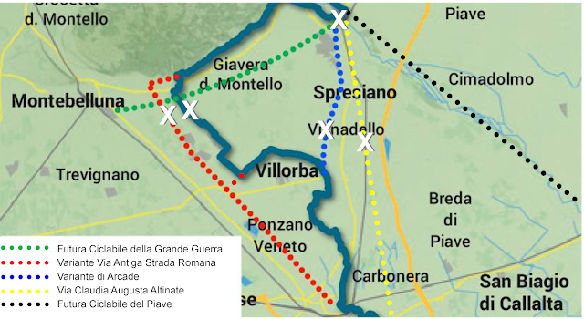 Itinerari cicloturistici a nord di Treviso, punti critici