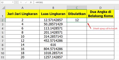 Cara Membulatkan Bilangan di Excel