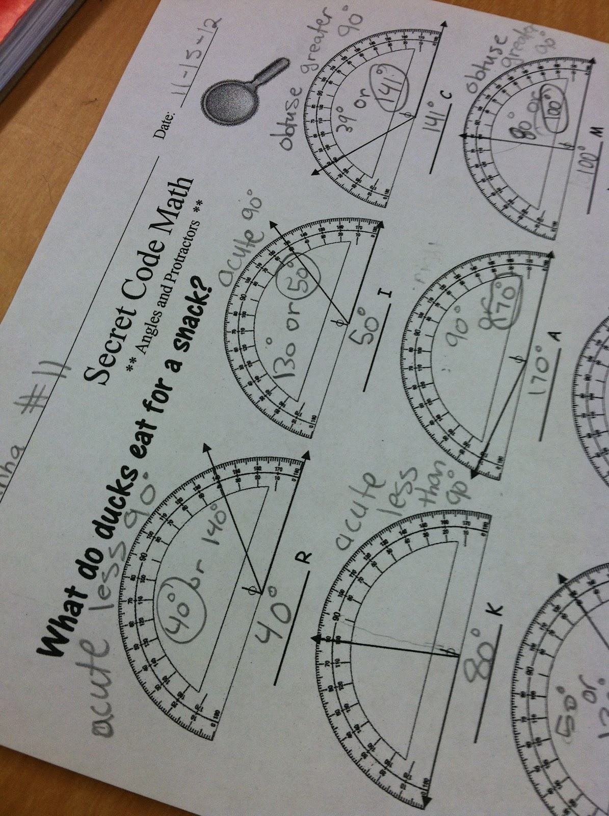 using a protractor teaching in room 6