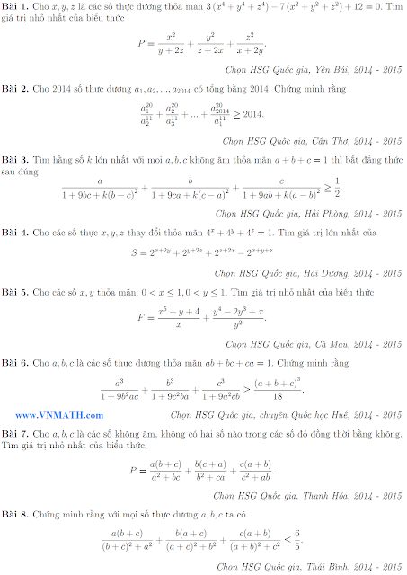 Inequalities from 2014 Mathematical Competitions in Vietnam 