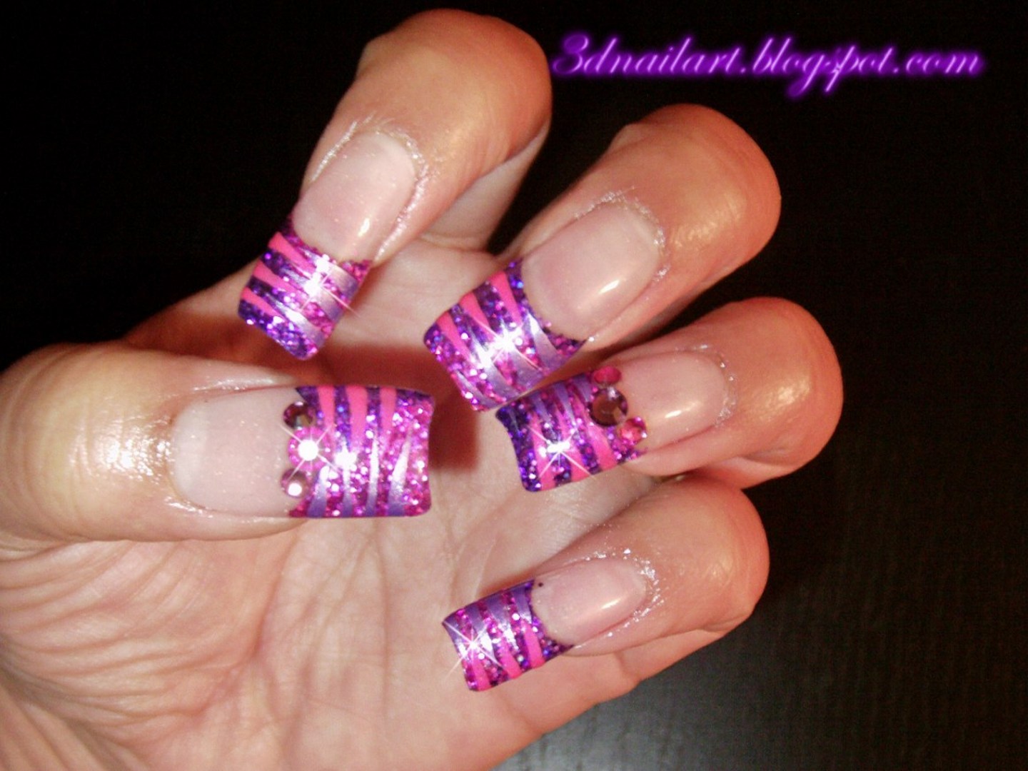 Pink Glitter Acrylic Nail Designs