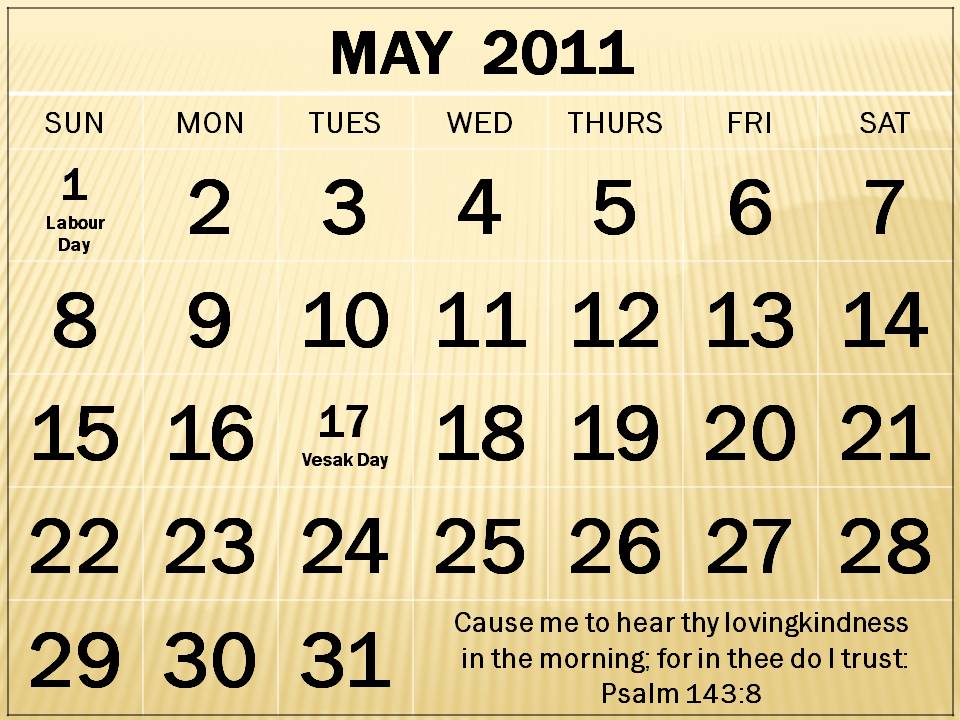 To download and print this Free Singapore Monthly Calendar 2011 May with 