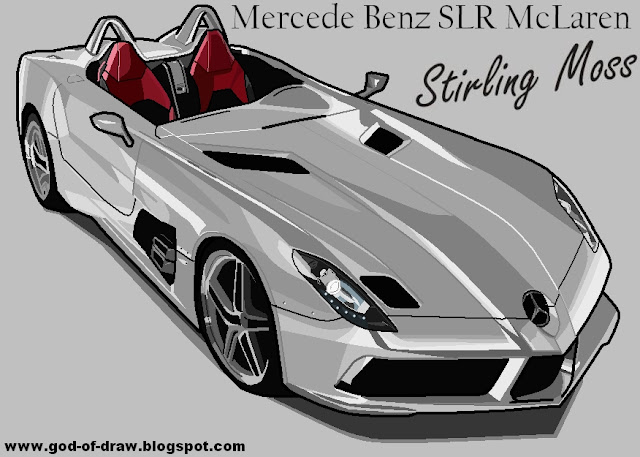 Mercedes Benz SLR McLaren Stirling Moss front side view drawing