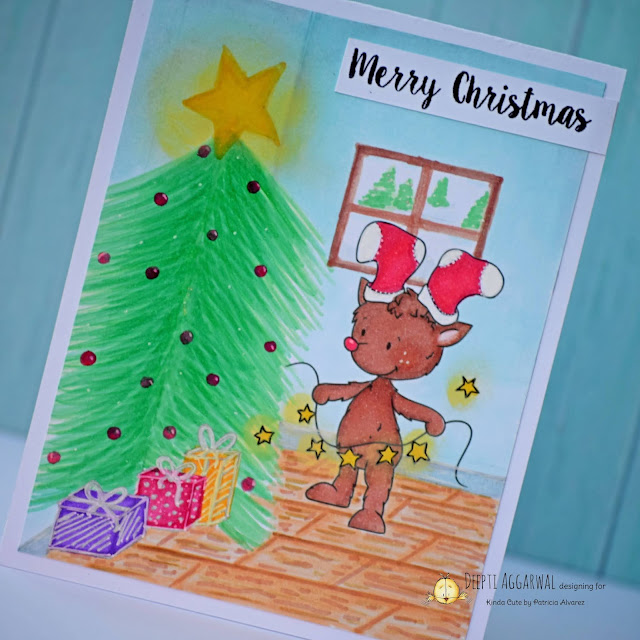 Kinda cute by Patricia digital stamp Reindeer with lights