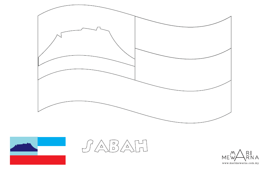 Mari Mewarna Bendera Negeri Sabah - Mewarna