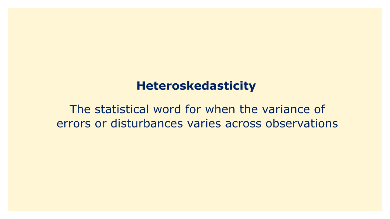 The statistical word for when the variance of errors or disturbances varies across observations.